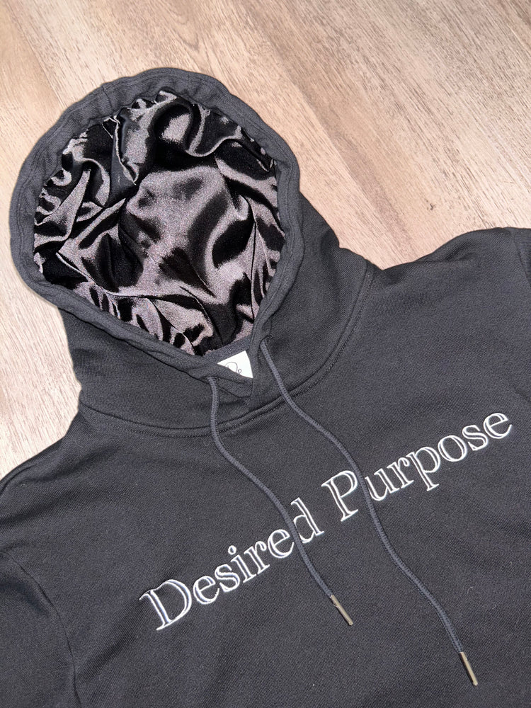 Black Satin Lined Hoodie