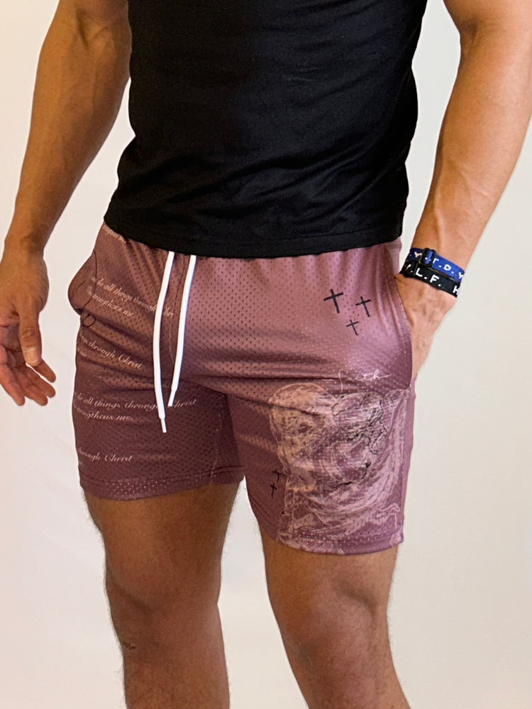 Maroon Mesh Shorts