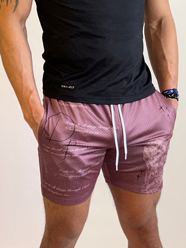 Maroon Mesh Shorts